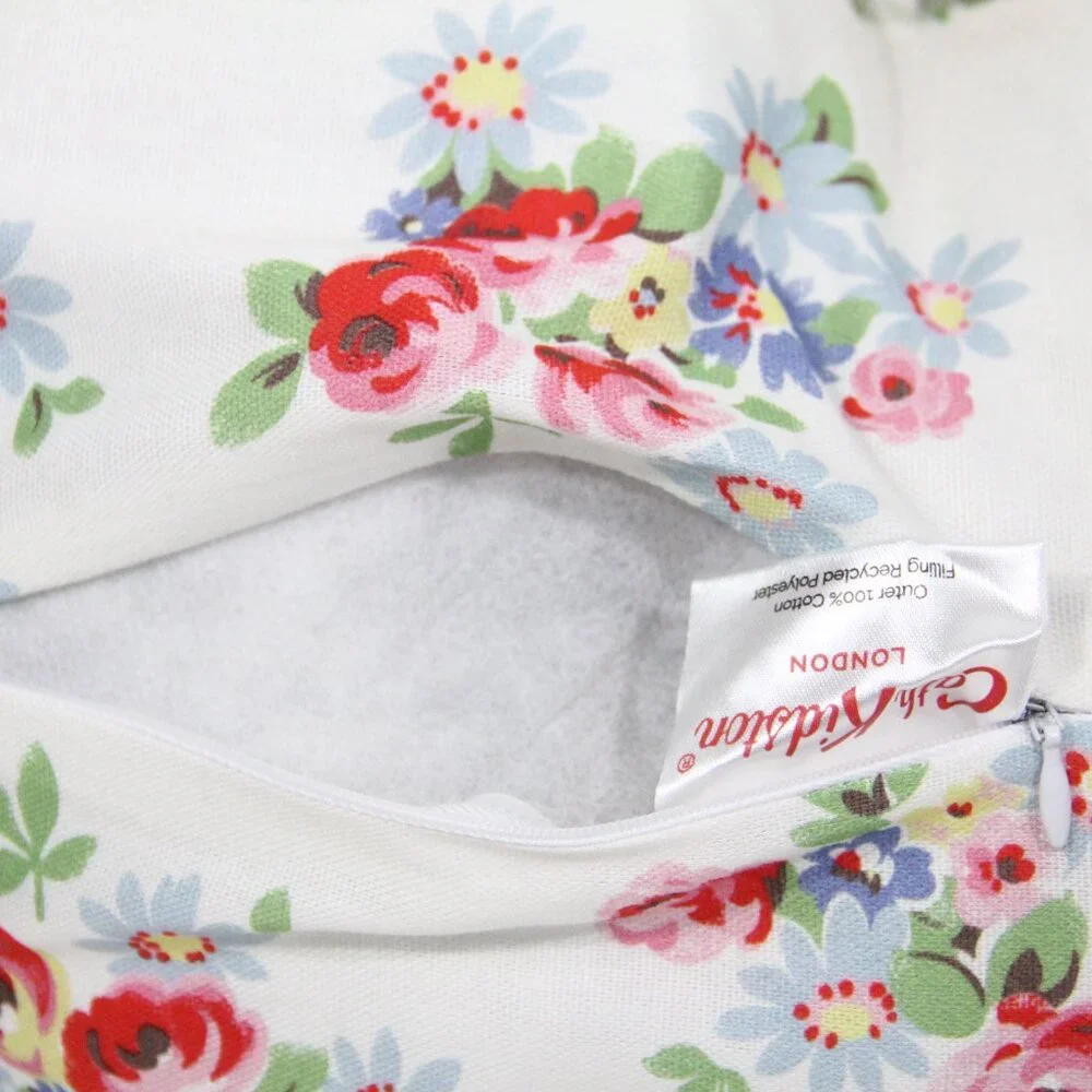 Cath Kidston Pillow NEW Daisy Rose Check Ruffles Blue Floral Heart Shaped